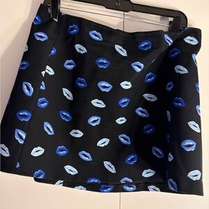 Zara Mini Skirt with Blue Lip Print